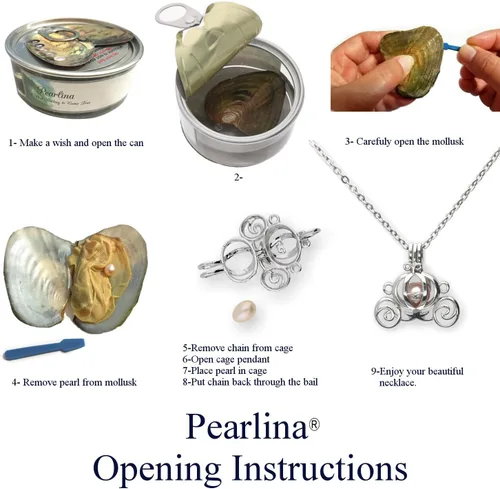 Miniatura 3 de Pearlina Collar de perlas de carruaje princesa para mujer - Real perla cultivada de agua dulce en conjunto de ostras - Collar de perlas para mujer