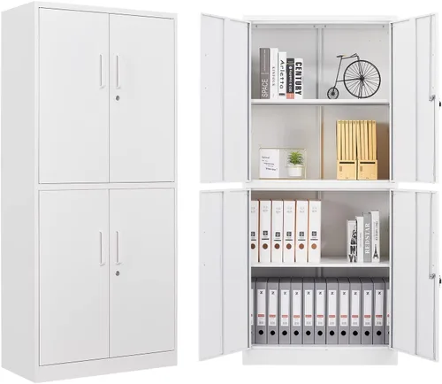 Miniatura 7 de Gabinete de almacenamiento de metal para garaje, armario de almacenamiento con cerradura de 71 pulgadas con 2 estantes ajustables y 1 cajón