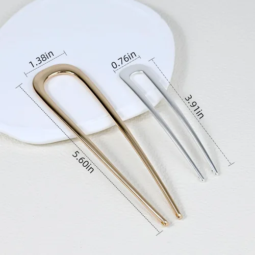 Miniatura 3 de Paquete de 4 horquillas francesas en forma de U para mujer: horquillas de metal para cabello grueso y giro francés, horquilla para el cabello