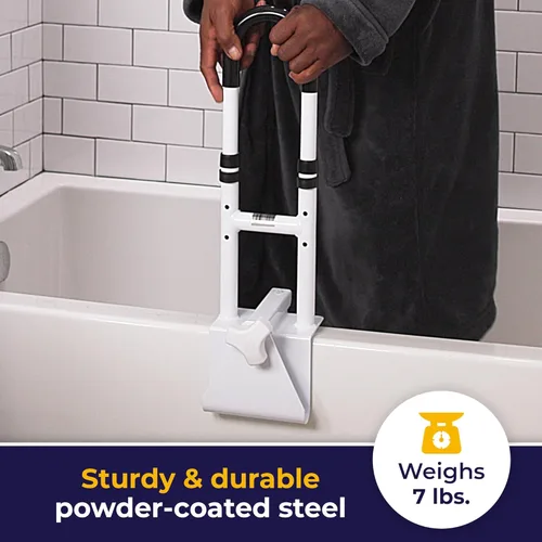 Miniatura 5 de Drive Medical Barra de agarre ajustable para bañera y barandilla de seguridad para bañera, fácil instalación con abrazadera, construcción duradera