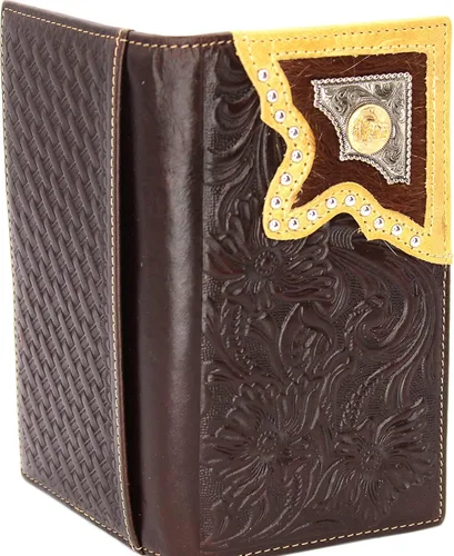 Miniatura 2 de West Star - Billetera para hombre, estilo de chequera, larga, plegable, con o sin pelo de vaca, 202D Cowboy Prayer Deep Coffee, Billetera