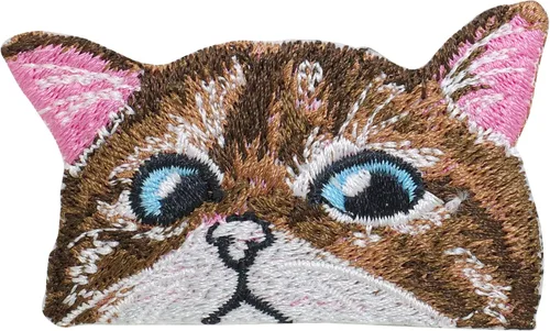 Miniatura 2 de Parches para planchar con cara de gato para ropa, apliques bordados, insignia para coser, emblema de bricolaje (negro)