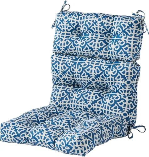 Miniatura 8 de Cojines para silla de respaldo alto para exteriores, diseño de asiento y respaldo con bisagras de una pieza, reversibles con 4 lazos, tela