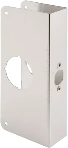 Prime-Line U 9586 - Placa de refuerzo de puerta y cerradura de acero inoxidable para puertas de 1-3/4 pulgadas de grosor, acabado de acero