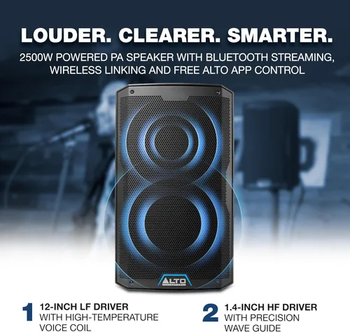 Miniatura 2 de ALTO TS412 - Altavoz PA de 2500 W de 12" con mezclador de 3 canales, transmisión Bluetooth, vinculación inalámbrica de altavoces, aplicación DSP