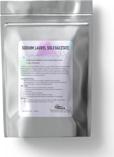 SLSA Lauril Sulfoacetato de sodio grado cosmético 8 oz / 226 g – Surfactante orgánico suave espumante para champús, jabones corporales y bombas de