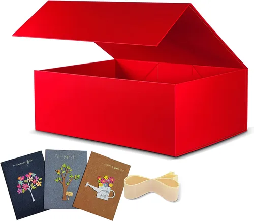 Miniatura 10 de BOXHOME Paquete de 3 cajas de regalo grandes, color negro, de 13 x 10 x 5 pulgadas con tapas magnéticas, caja de embalaje de regalo, cajas