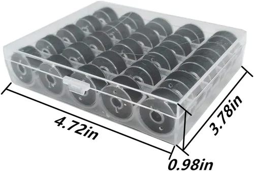 Miniatura 7 de YEQIN 25 piezas de hilo de bobina preenrollado negro y soporte de bobina, tamaño A clase 15 SA156 compatible con Babylock, Brother, Consew, Juki
