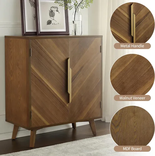 Miniatura 4 de Fat Ant Armario buffet con almacenamiento, aparador moderno de mediados de siglo de 30 pulgadas con 2 puertas, credenza decorativa con estantes