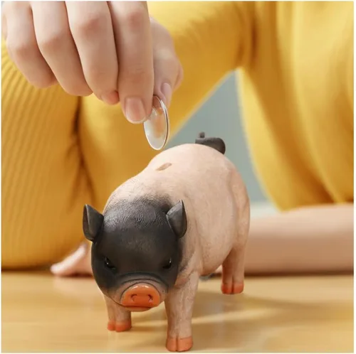 Miniatura 2 de Primst Alcancía de cerdo lindo, banco de dinero de resina, lindo cerdo caja de dinero, caja de monedas, caja de monedas para adultos, caja de dinero