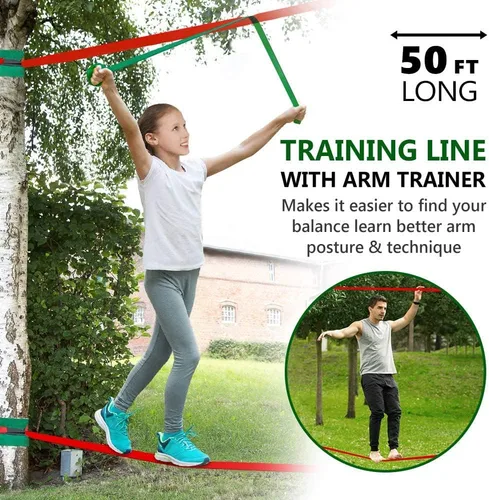 Miniatura 5 de Dripex - Carrera de obstáculos ninja warrior de 50 pies para niño con accesorios completos, columpio, trapecio, escalera de cuerda, red