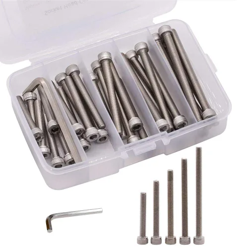 30 tornillos de cabeza hueca de acero inoxidable M6 x 1.575 in, 1.772 in, 1.969 in, 2.165 in, 2.362 in con llave hexagonal gratis, tornillos de
