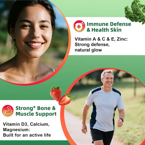 Miniatura 4 de Gomitas de frutas y verduras sin azúcar, súper verduras con 23 frutas y 25 verduras, minerales multivitamínicos y fibra, suplemento vegano de frutas