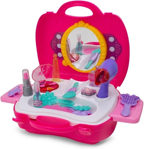 Miniatura 3 de Toysery Kit de maquillaje de 21 piezas para niñas, kit de maquillaje de tocador para niños con estuche de salón de belleza, ligero y portátil, juego