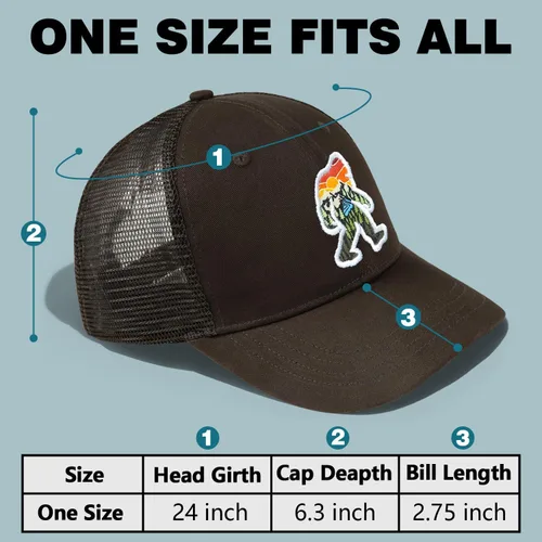 Miniatura 4 de Gorra de cuero de malla Bigfoot para hombre, gran cierre de Snapback, sombrero Sasquatch para caza y senderismo