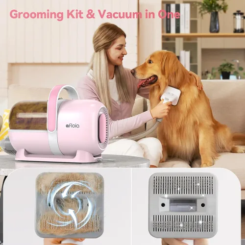 Miniatura 2 de Afloia Kit de aseo para perros 6 en 1, aspiradora para mascotas para desprendimiento, aspiradora de pelo de perro con cortaúñas, lijadora, cepillo