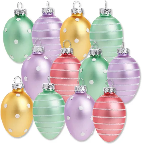 Miniatura 11 de Lillian Vernon Adornos de Pascua de Vidrio Soplado de Conejo - Decoraciones Colgantes para Árbol Hechas a Mano, Decoración de Conejito de Pascua