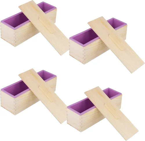 Miniatura 12 de Kit de jabón de silicona de 47 onzas, 3 piezas de jabón de silicona rectangular verde con 3 cajas de madera y 3 tapas, suministros de bricolaje