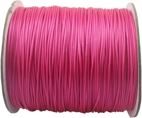 Cordón de poliéster encerado para hacer joyas, cuerda encerada con carrete para hilo de manualidades (fucsia, 0.020 in (150 yardas))