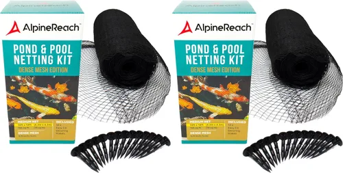 Miniatura 11 de AlpineReach Kit de malla para estanques de peces Koi de 14 x 14 pies, negro, malla fina tejida de alta resistencia para hojas - Protege a los peces