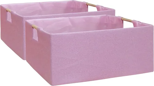 Miniatura 7 de Contenedor de almacenamiento para estantes, cestas rectangulares para armario, caja plegable con asas, color beige, cestas de estante, cajas