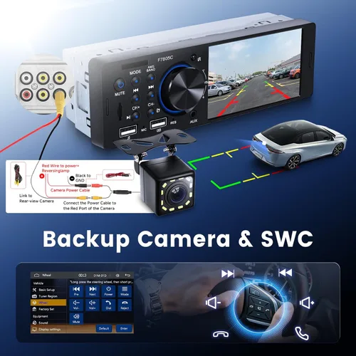 Miniatura 6 de Estéreo de automóvil de un solo DIN con CarPlay Android Auto, pantalla táctil receptor de audio para automóvil con Bluetooth 1 Din, Driauto 4