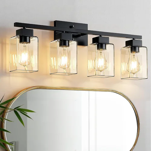 Miniatura 10 de PARTPHONER Lámparas de baño de 3 luces, luces de tocador modernas de oro cepillado, accesorios de iluminación de baño sobre el espejo, apliques
