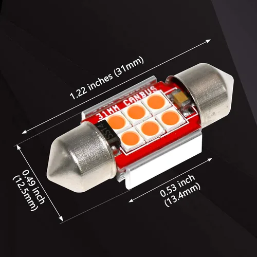 Miniatura 4 de Phinlion - Bombilla superbrillante DE3175 LED púrpura 3030 6-SMD, Festoon 1.25" 31 mm, DE3021 DE3022, bombillas LED miniatura