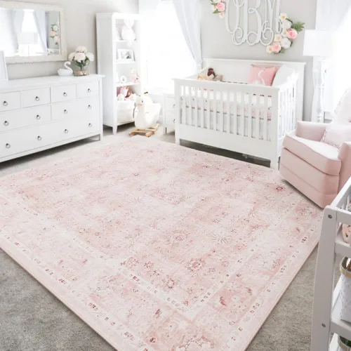 Miniatura 10 de LIMON HOME Alfombra de Área Lavable 6x9, Alfombras Grandes y Suaves para Sala de Estar Alfombra Floral Vintage Beige de 6 por 9 Alfombras de Área