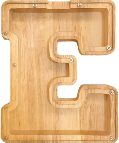 Miniatura 10 de Alcancía de 26 letras del alfabeto inglés A-Z, alcancía de madera transparente de gran capacidad, caja de ahorro de monedas personalizada