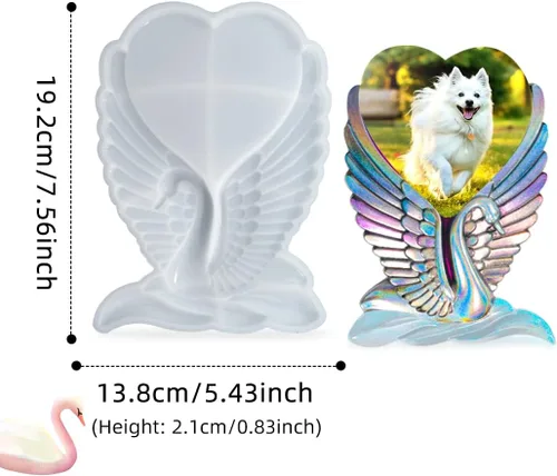 Miniatura 7 de Moldes de resina grandes, molde de silicona con corazón de cisne, moldes para marcos de fotos, molde de resina epoxi en forma de corazón