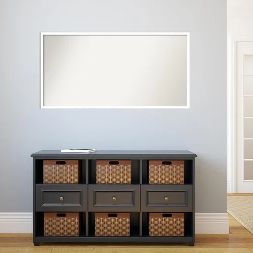 Miniatura 1137 de Amanti Art Espejo de baño blanco para sobre el fregadero, 32 x 45 pulgadas, espejo de tocador rectangular blanco esbelto, marco de madera moderno