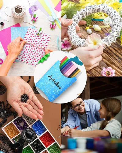 Miniatura 3 de Paquete de 200 barras de pegamento caliente de color. Pistola de pegamento de varios colores. Mini adhesivos para derretir en caliente