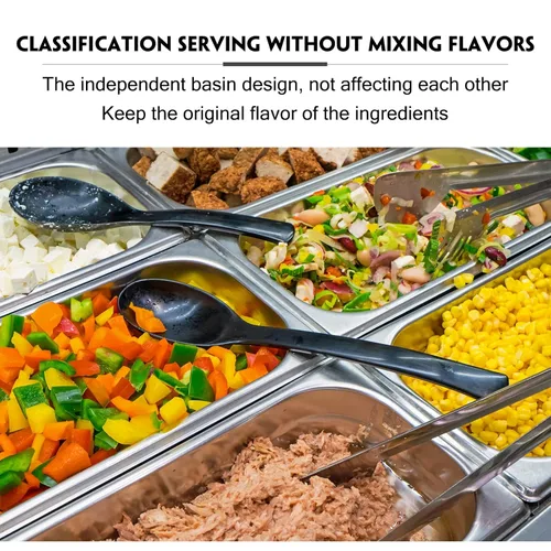 Miniatura 6 de Thenshop Paquete de 10 bandejas de acero inoxidable para calentar alimentos, sartenes de hotel para catering, bufé, restaurante, sartén de metal