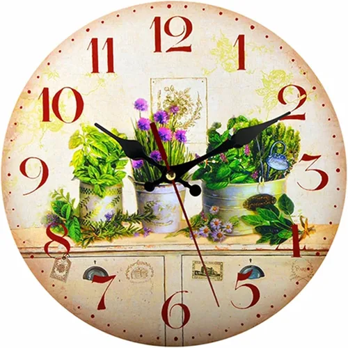 Miniatura 17 de Reloj de pared redondo de madera de 12 pulgadas, silencioso, sin tictac, de cuarzo, funciona con pilas, para oficina, cocina, dormitorio, aula