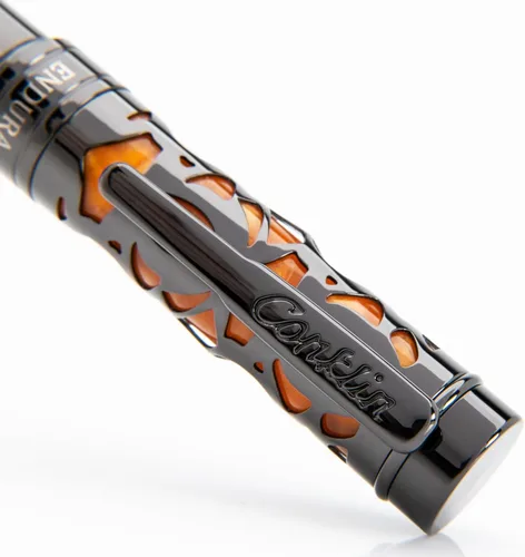 Conklin Conklin Pen Company - Bolígrafo de punta redonda Endura Deco Crest en naranja con detalles de oro rosa, instrumento de escritura recargable