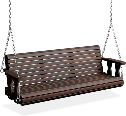 VINGLI Columpio resistente de 880 libras para patio, porche, pintura de poliuretano, silla colgante con cadenas de seguridad ajustables, columpio de