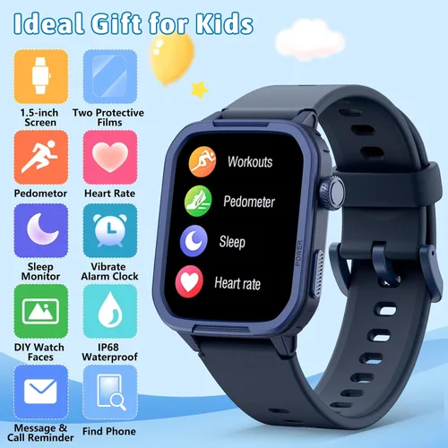 Miniatura 2 de Reloj inteligente para niños y niñas, relojes para niños con 19 modos deportivos, frecuencia cardíaca, monitor de sueño, podómetro, reloj Azul