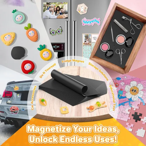 Miniatura 4 de FINDMAG Hojas adhesivas magnéticas, paquete de 6 tiras magnéticas flexibles de 5 x 7 pulgadas con respaldo autoadhesivo, hojas para cortar
