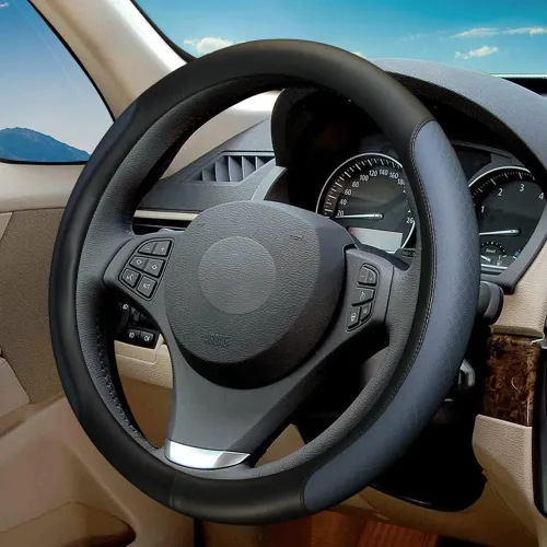 Miniatura 8 de Funda de volante de piel de microfibra con relieve clásico, protector de rueda antideslizante y transpirable para automóvil, ajuste para volantes