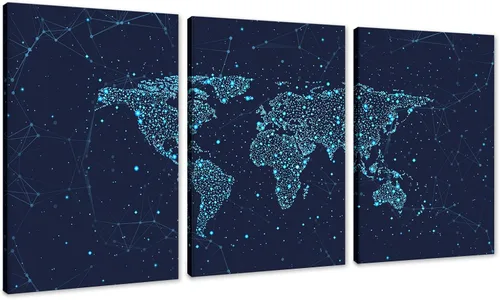 Miniatura 16 de MAMAGO Lienzo decorativo para pared, diseño de mapa de Estados Unidos, 3 paneles, fondo de madera, mapa de Estados Unidos, imagen y póster, arte