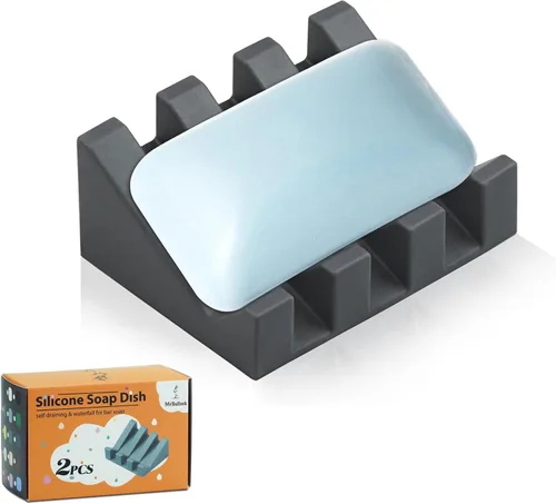 Miniatura 12 de Jabonera de silicona para jabón en barra, soporte para jabón para ducha y baño, bandeja autodrenante en cascada para secado, mantiene las pastillas