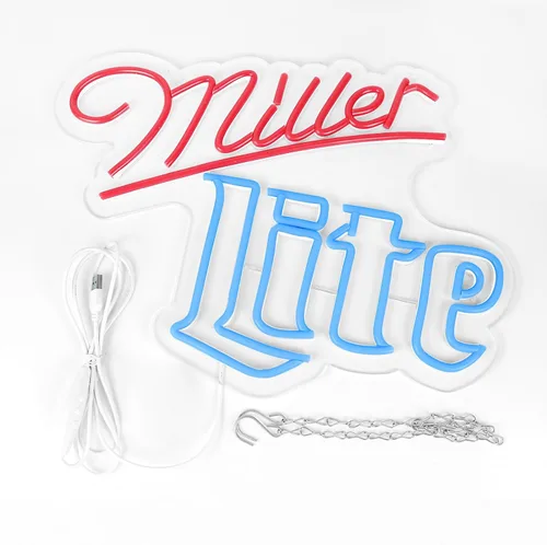Miniatura 7 de Millers Light - Letreros de neón para decoración de pared en garaje, bar, pub o club, luz LED regulable hecha a mano para decoración del hogar, bar