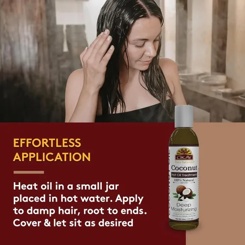 Miniatura 3 de OKAY Tratamiento de aceite caliente de coco Para todo tipo de cabello y texturas Profundamente penetrante 100% natural Libre de parabenos