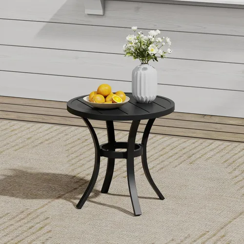 Miniatura 5 de VICLLAX Muebles pequeños de exterior de 3 piezas, 2 sillas giratorias de patio y mesa redonda pequeña para 2, sillas de carbón oscuro y negro