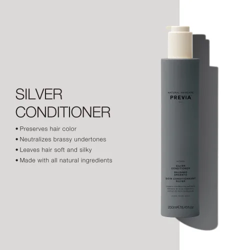 Miniatura 2 de PREVIA Acondicionador rubio plateado para cabello rubio, gris y blanco, neutraliza el cobrizo, mejora los tonos rubios fríos, protege