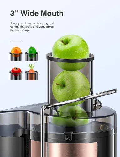 Miniatura 3 de QCen 800W Juicer Machine Rose Gold y paquete de botella de vidrio 6PCS