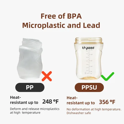 Miniatura 7 de Thyseed PPSU - Botella natural tipo pecho con pezón (7-10 meses), 10 onzas, 1 paquete