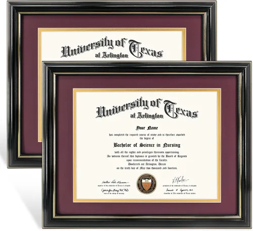 Miniatura 39 de GraduationMall Marco de diploma de certificado de 8.5 x 11, madera maciza y vidrio templado, acabado negro con ribete dorado