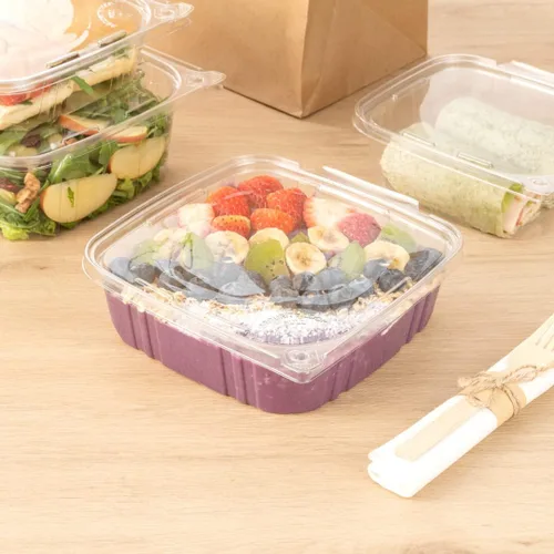 Miniatura 3 de Restaurantware Tamper Tek - Contenedores para llevar de 48 onzas, 100 recipientes a prueba de manipulaciones, tapa con bisagras, recipientes